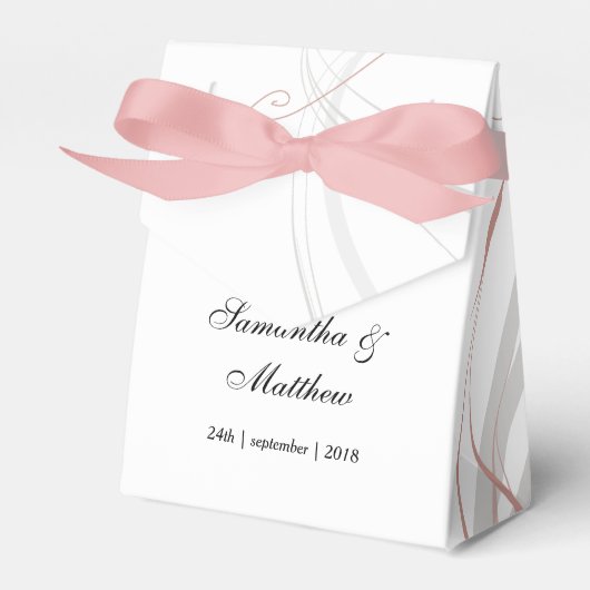 Zacht Roos en grijze bloemen Bedankdoosjes (Voorkant Zijde)