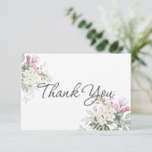 Zacht Roos Floral en Greenery Bedankkaart (Staand voorkant)