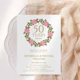 ZACHT ROOS GARLAND 50e JUBILEUM GOLDEN Wedding Kaart