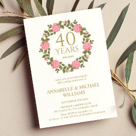 ZACHT ROOS GARLAND RUBY JUBILEUM 40e bruiloft Kaart