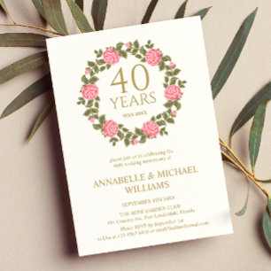 ZACHT ROOS GARLAND RUBY JUBILEUM 40e bruiloft Kaart