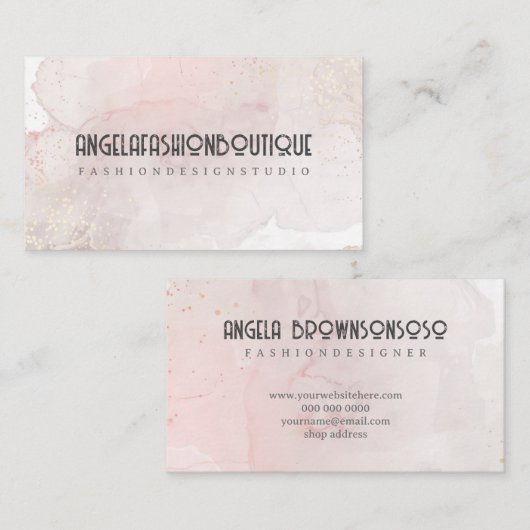 Zacht Roos Goud Schilderen Abstracte Waterverf Visitekaartje (Voorkant / Achterkant)