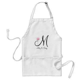Zacht roos met monogram standaard schort