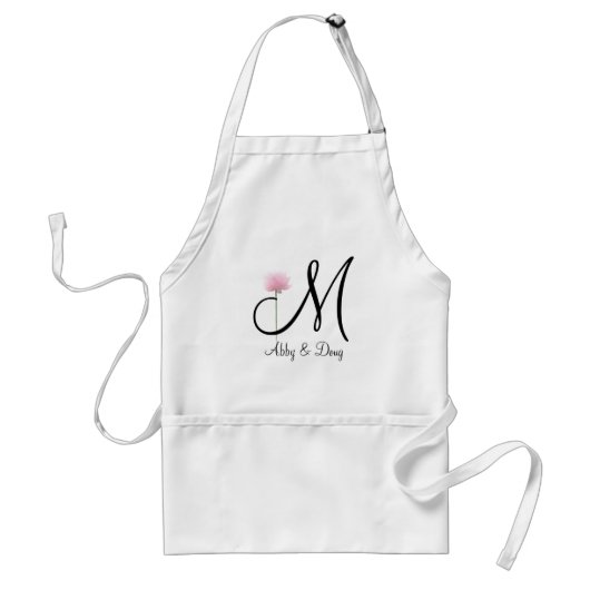 Zacht roos met monogram standaard schort (Voorkant)