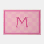 Zacht Roos roze Buffalo Plaid Monogram Deurmat (Voorkant)