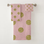 Zacht Roos roze goud glitter gellam polak dots Bad Handdoek (Insitu)
