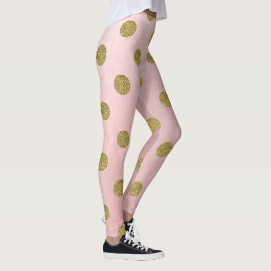 Zacht Roos roze goud glitter gellam polak dots Leggings (Rechts)