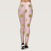 Zacht Roos roze goud glitter gellam polak dots Leggings (Achterkant)