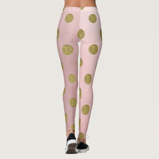 Zacht Roos roze goud glitter gellam polak dots Leggings (Achterkant)