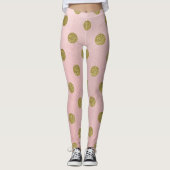 Zacht Roos roze goud glitter gellam polak dots Leggings (Voorkant)