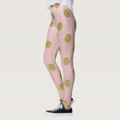 Zacht Roos roze goud glitter gellam polak dots Leggings (Links)