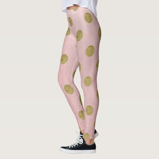 Zacht Roos roze goud glitter gellam polak dots Leggings (Links)