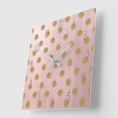 Zacht Roos roze goud glitter gellam polak dots Vierkante Klok (Hoek)