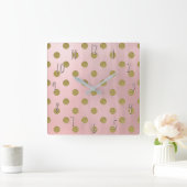 Zacht Roos roze goud glitter gellam polak dots Vierkante Klok (Huis)