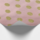 Zacht Roos Roze Gouden Glitter Glam Polka Dots Par Cadeaupapier (Hoek)