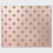 Zacht Roos Roze Gouden Glitter Glam Polka Dots Par Cadeaupapier (Vlak)
