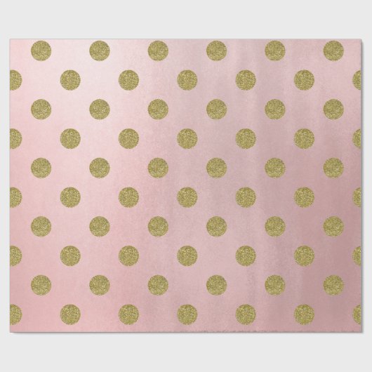 Zacht Roos Roze Gouden Glitter Glam Polka Dots Par Cadeaupapier (Vlak)