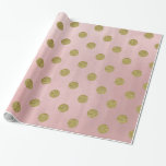 Zacht Roos Roze Gouden Glitter Glam Polka Dots Par Cadeaupapier<br><div class="desc">Verpakkingspapier</div>