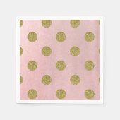 Zacht Roos Roze Gouden Glitter Glam Polka Dots Par Servetten (Voorkant)