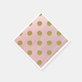 Zacht Roos Roze Gouden Glitter Glam Polka Dots Par Servetten (Hoek)