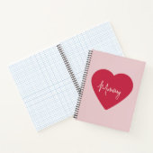 Zacht roze achtergrond en rood hart - mama | notitieboek (Binnen)