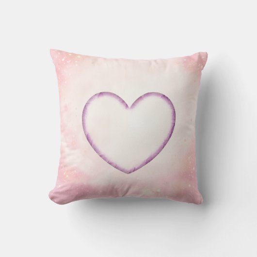 Zacht Roze Aquarel Hart Worp Kussen (Voorkant)