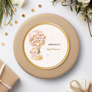 Zacht Roze Baby Meisje Teddy Beer Ronde Sticker