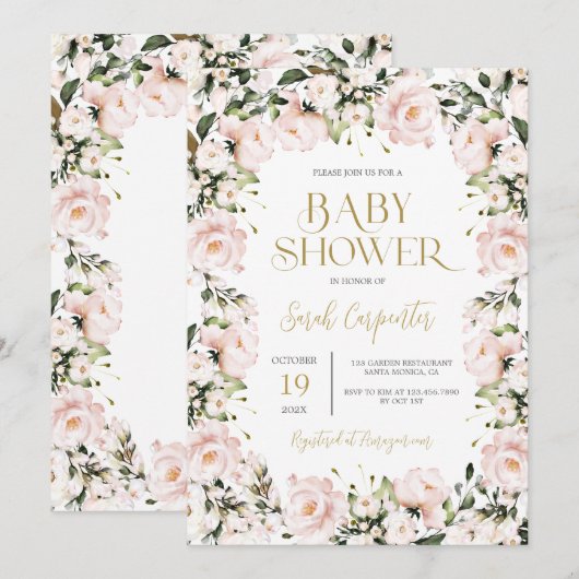 Zacht Roze Baby shower Kaart (Voorkant / Achterkant)