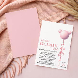 Zacht Roze Bearly Wait Teddy Ballon Meisje Kaart