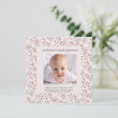 Zacht roze bessen babymeisje - Aankondiging van ge (Staand voorkant)