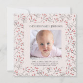 Zacht roze bessen babymeisje - Aankondiging van ge (Voorkant)