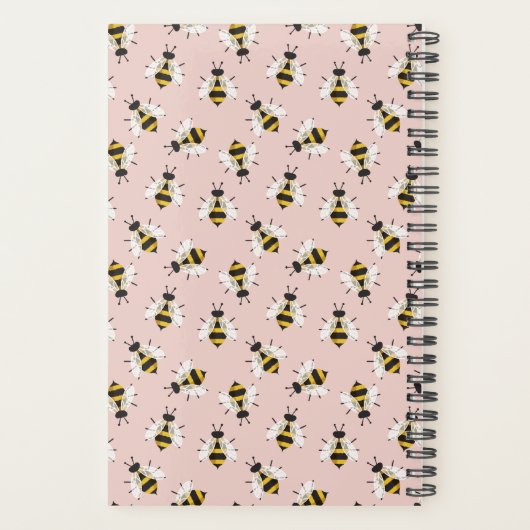 Zacht Roze Bijenpatroon Aangepaste Naam Planner (Achterkant)