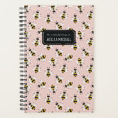 Zacht Roze Bijenpatroon Aangepaste Naam Planner (Voorkant)