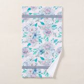 Zacht roze & blauw rozen patroon bad handdoek (Handdoek)