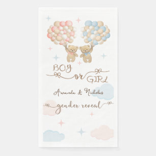Zacht Roze Blauw Teddy Bear Geslacht Onthullen Servet