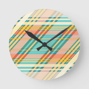 Zacht Roze Blauwgroen Pastels Abstracte Geometrisc Ronde Klok