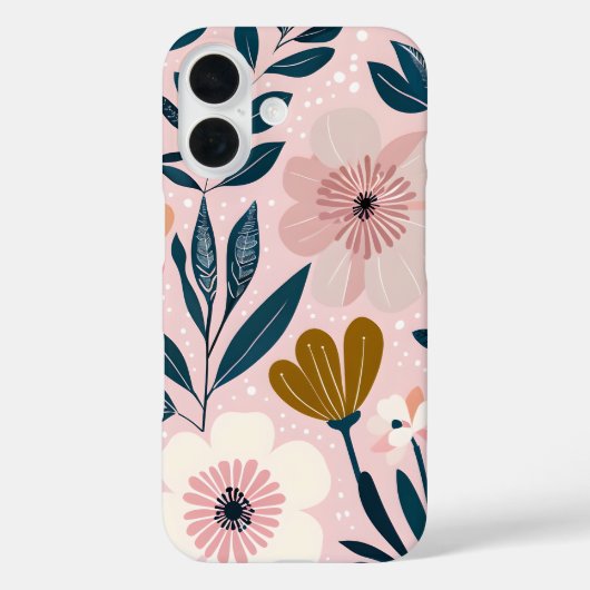 Zacht Roze & Blauwgroen Vrouwelijke Bloemen Telefo Case-Mate iPhone Case (Achterkant)