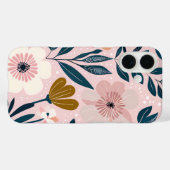 Zacht Roze & Blauwgroen Vrouwelijke Bloemen Telefo Case-Mate iPhone Case (Achterkant (horizontaal))
