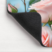 Zacht Roze Bloem Blauwe Vlinder Muismat (Hoek)