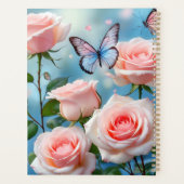 Zacht Roze Bloem Blauwe Vlinder Planner (Achterkant)