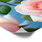 Zacht Roze Bloem Blauwe Vlinder Poster (Hoek)