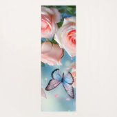 Zacht Roze Bloem Blauwe Vlinder Yogamat (Achterkant)