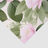 Zacht roze bloem met eucalyptus bladeren patroon tissuepapier (Detail)