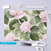 Zacht roze bloem met eucalyptus bladeren patroon tissuepapier (Craft)