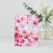  zacht roze bloemblaadje feestdagenkaart (Staand voorkant)