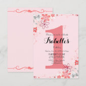  Zacht Roze Bloemen 1e VERJAARDAG Kaart (Voorkant / Achterkant)