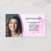 Zacht Roze Bloemen Achtergrond Aangepaste Foto QR  Visitekaartje (Voorkant)