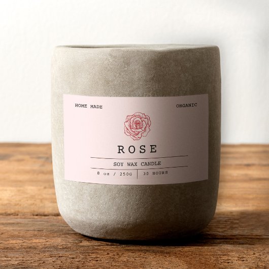 Zacht Roze Bloemen Boho Roos Kraft Kaars Labels