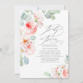 Zacht roze bloemen Elegant Boho Girl Baby shower Kaart (Voorkant)