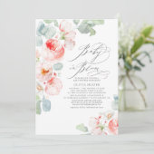 Zacht roze bloemen Elegant Boho Girl Baby shower Kaart (Staand voorkant)